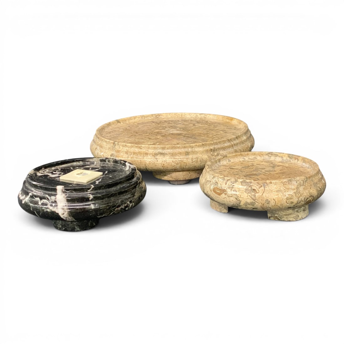 3 Round Footed Marble Bases: 3 Round Footed Marble Bases 1 1/2" Tall