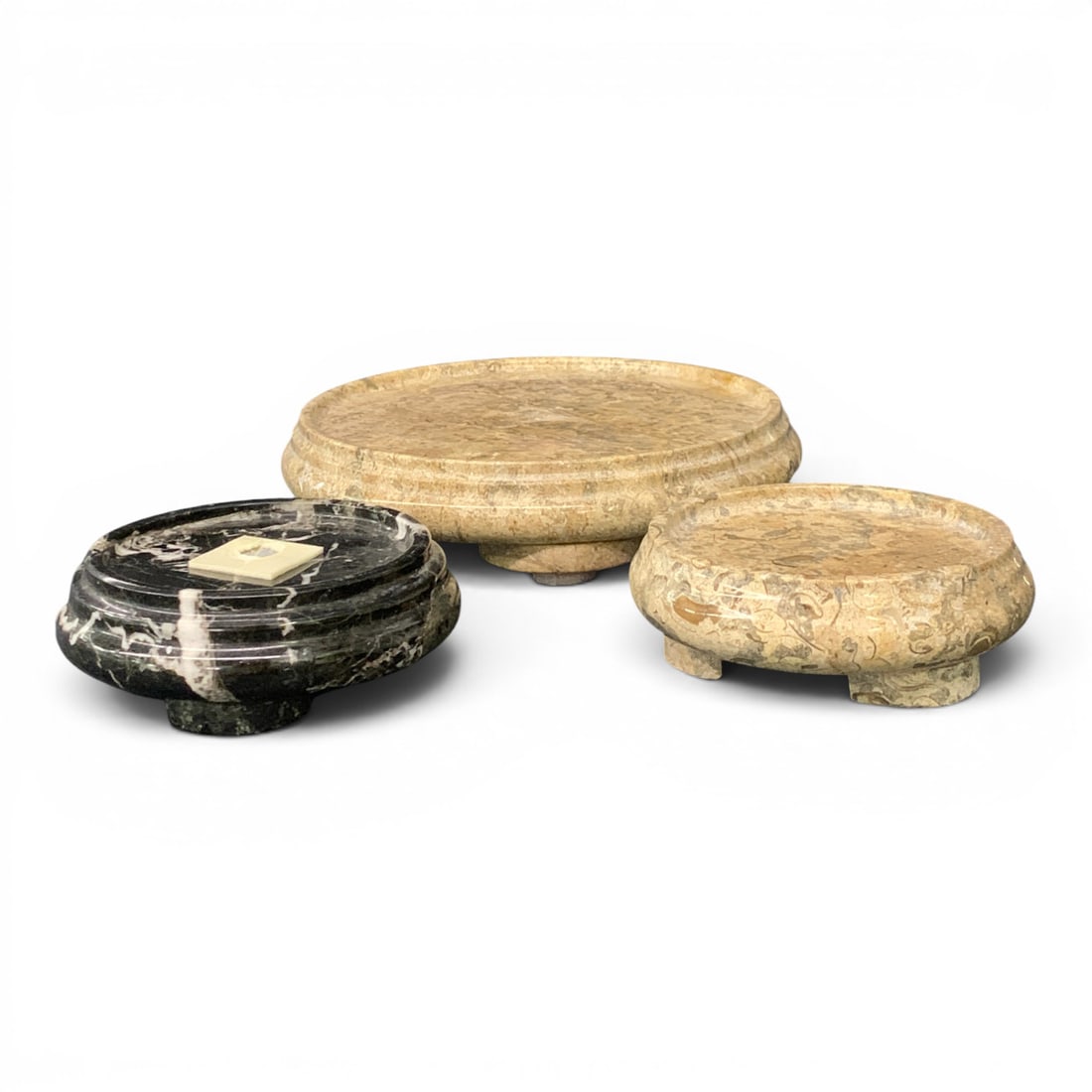 3 Round Footed Marble Bases - 2