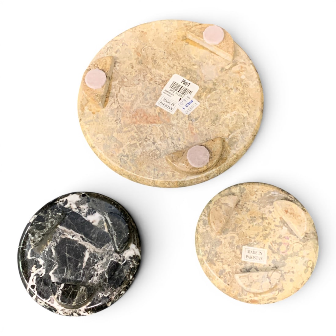 3 Round Footed Marble Bases - 4