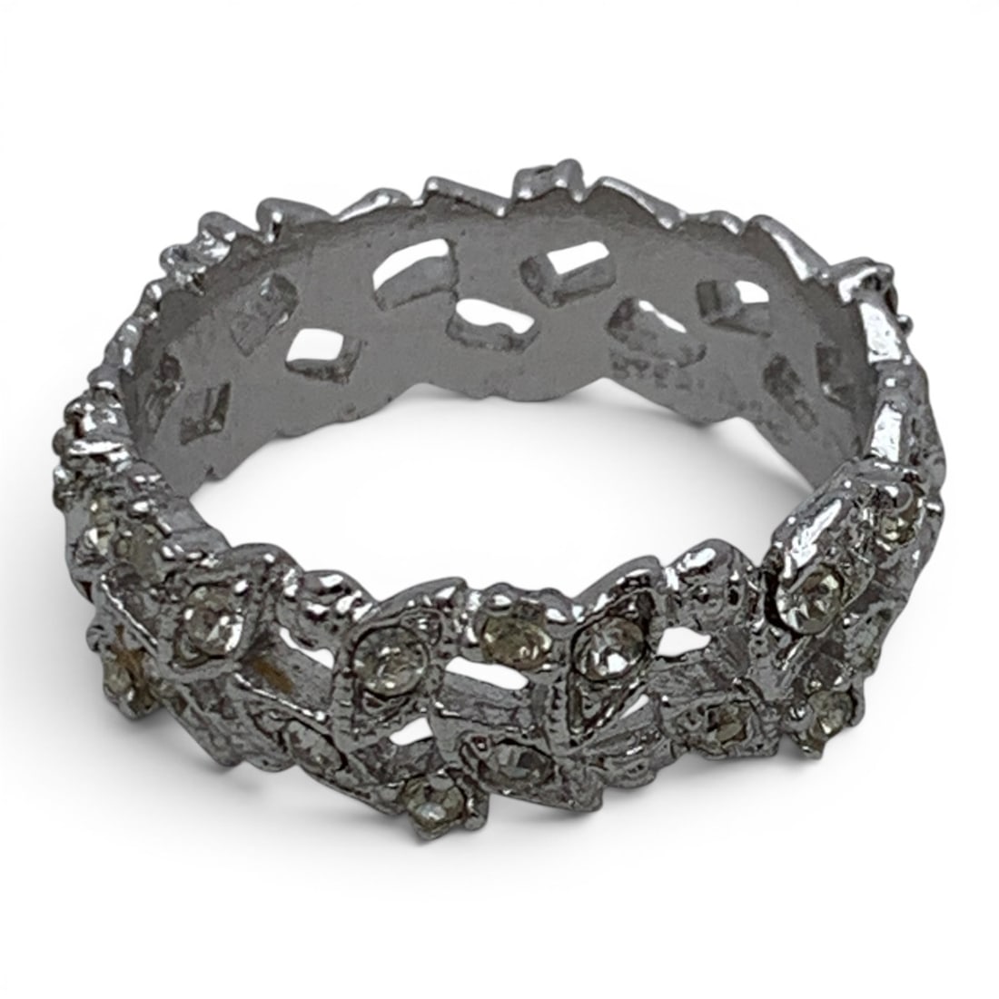 Sterling Silver & Clear Stone Ring - 4