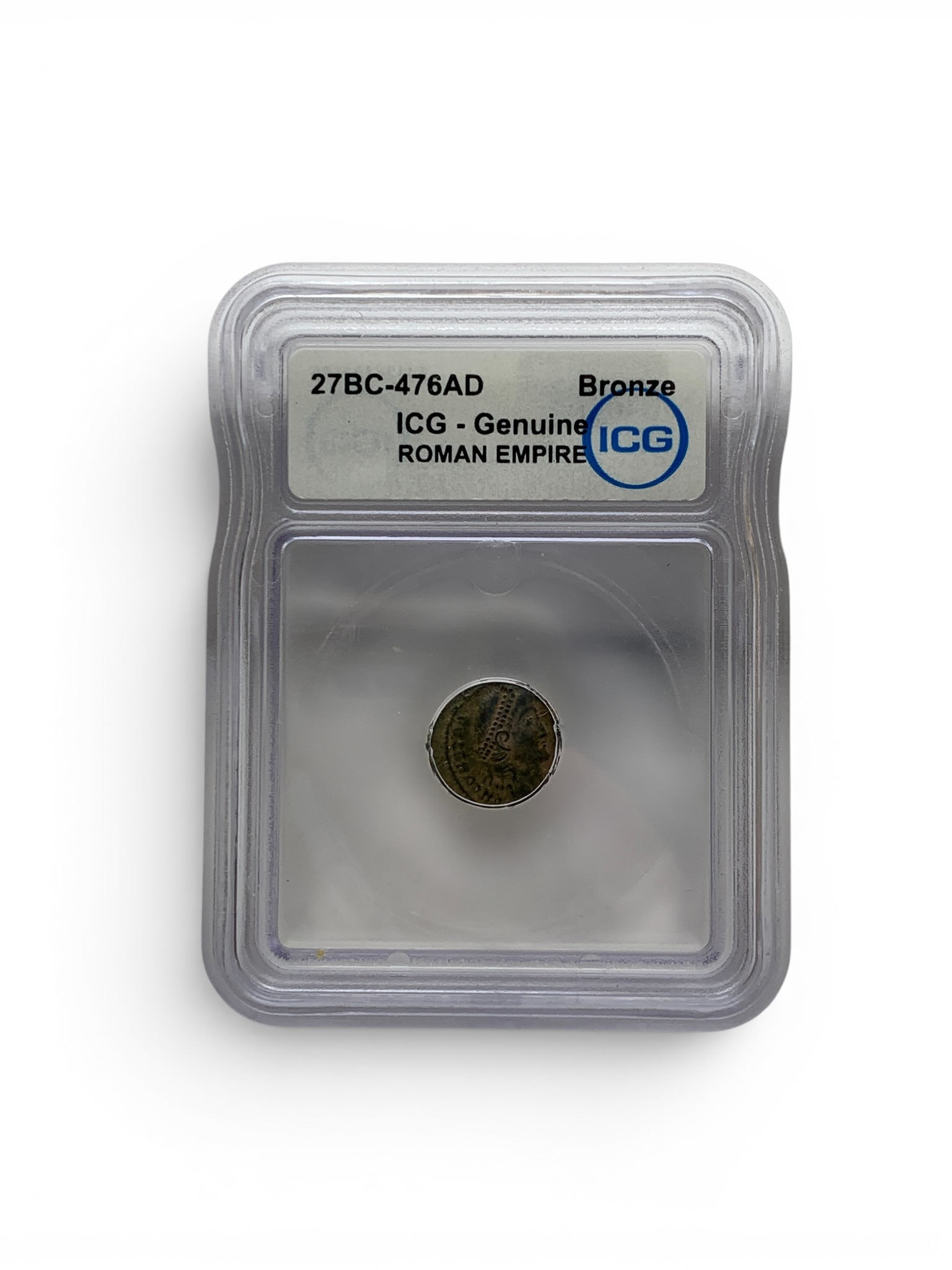 Icg Graded Genuine Roman Empire Bronze Coin: In Icg Graded Case - 27bc-476ad