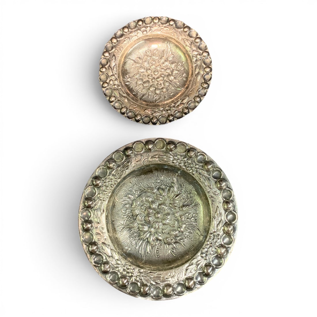 Pair Of Vintage Sterling Silver Repousse Trays (1 of 3)