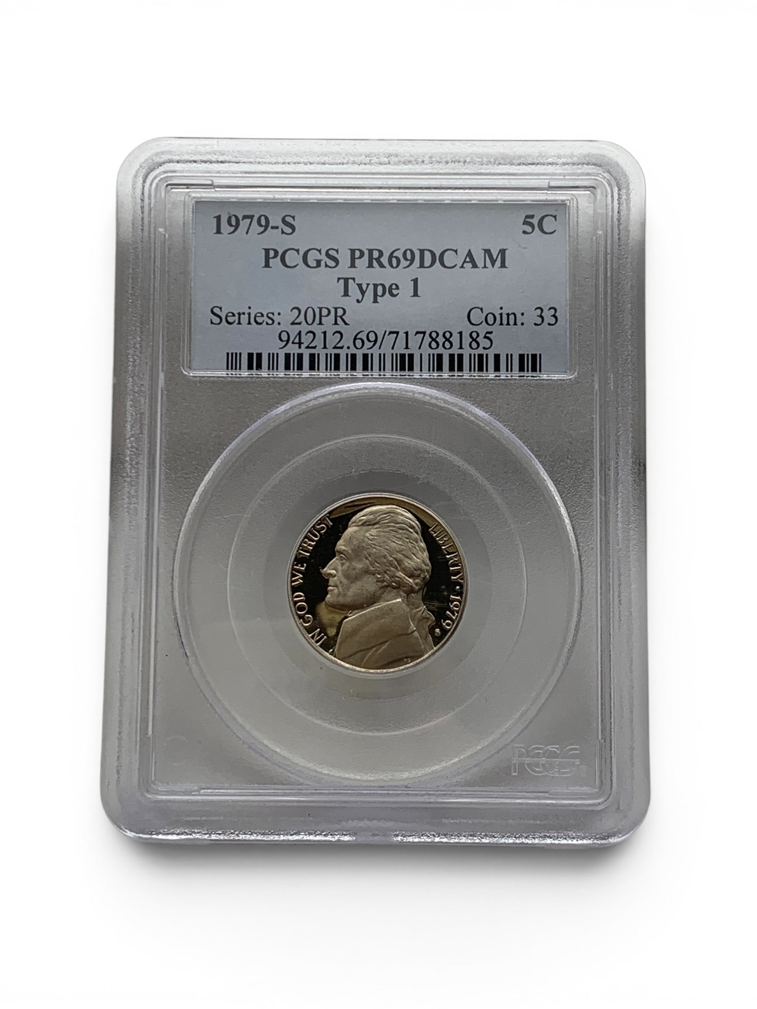 Pcgs 1979 S Jefferson Nickel: Pcgs 1979 S Jefferson Nickel - P R 69 Dcam Type 1 - In Pcgs Graded Case