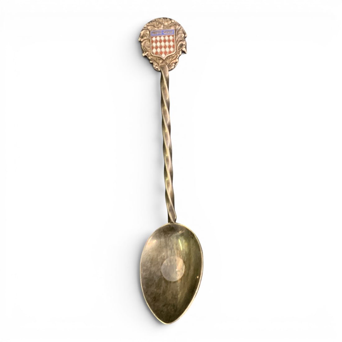 Vintage Silver & Enamel Advertisement Spoon: Vintage Silver Spoon Advertising "monte Carlo" Featuring Enamel Work On The HandleTests Silver 4" Long - 10.0 Grams