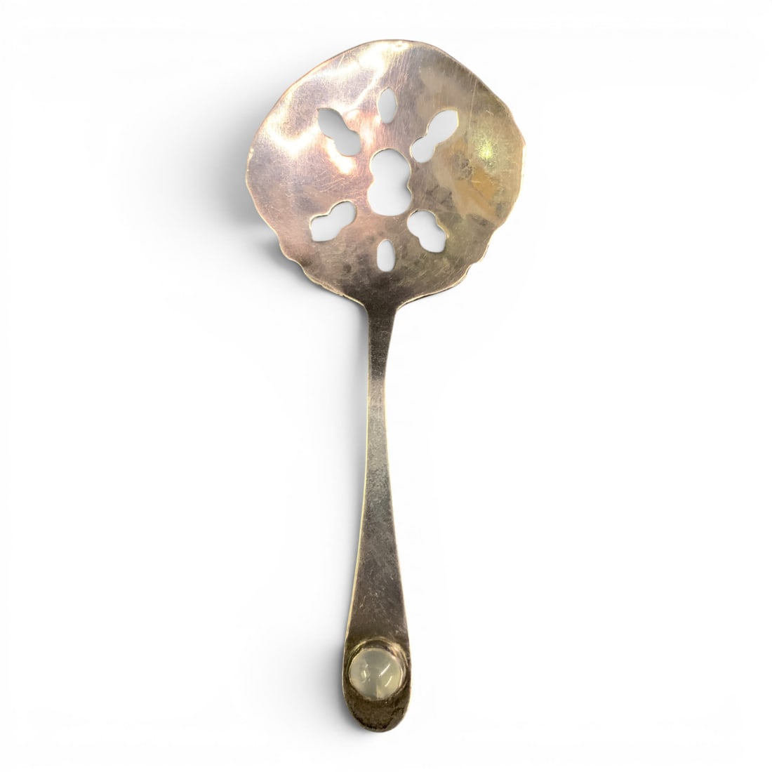 Vintage Silver Pierced Serving Spoon - 2