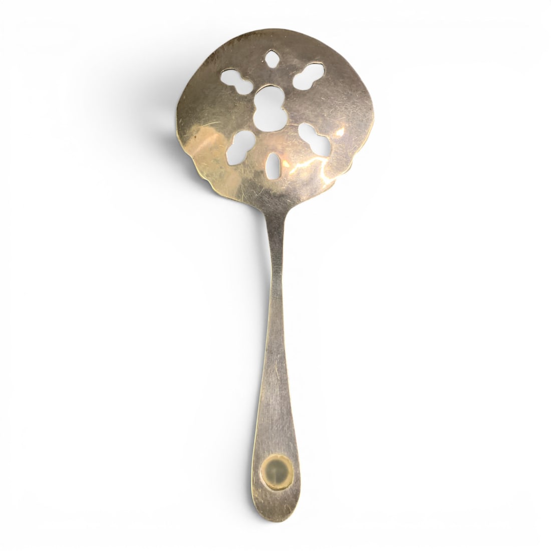 Vintage Silver Pierced Serving Spoon - 3