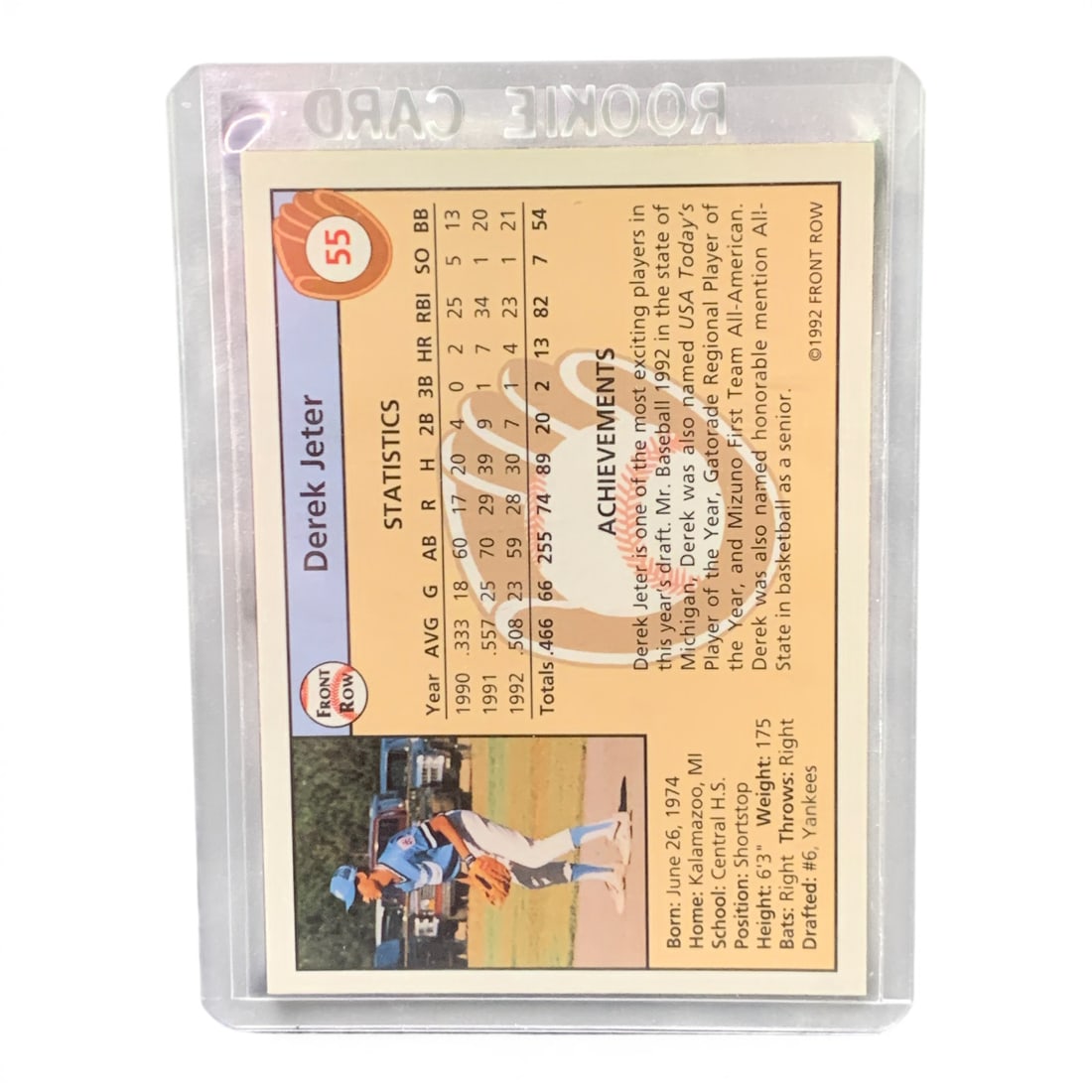 1992 Draft Pick Derek Jeter Rookie Card - 2