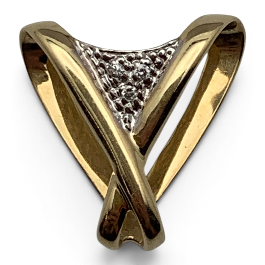 14k Yellow Gold & Diamond Pendant: 14k Yellow Gold Pendant Featuring 3 Round Cut Diamonds Approx. 0.02ct EachMarked 14k - 7/8" Long - 1.9 DwtGemstones Tested With Presidium Gem Tester Il - Berners Does Not Guarantee Authenticity Of