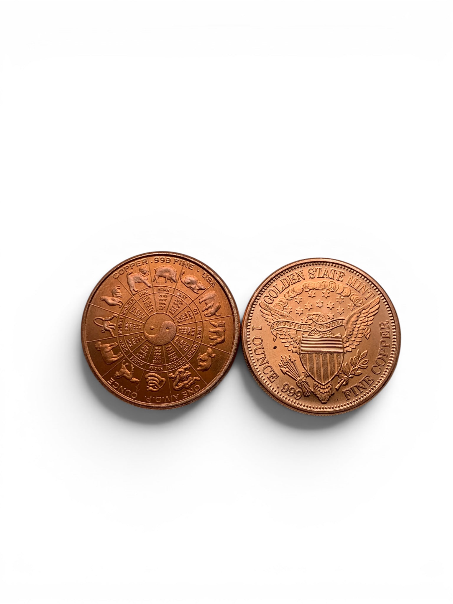 2 1-ounce Copper Rounds - 2