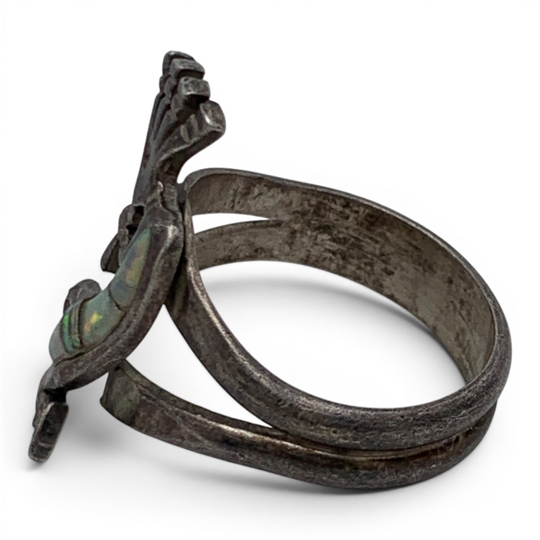 Sterling Silver & White Opal Figural Ring - 3