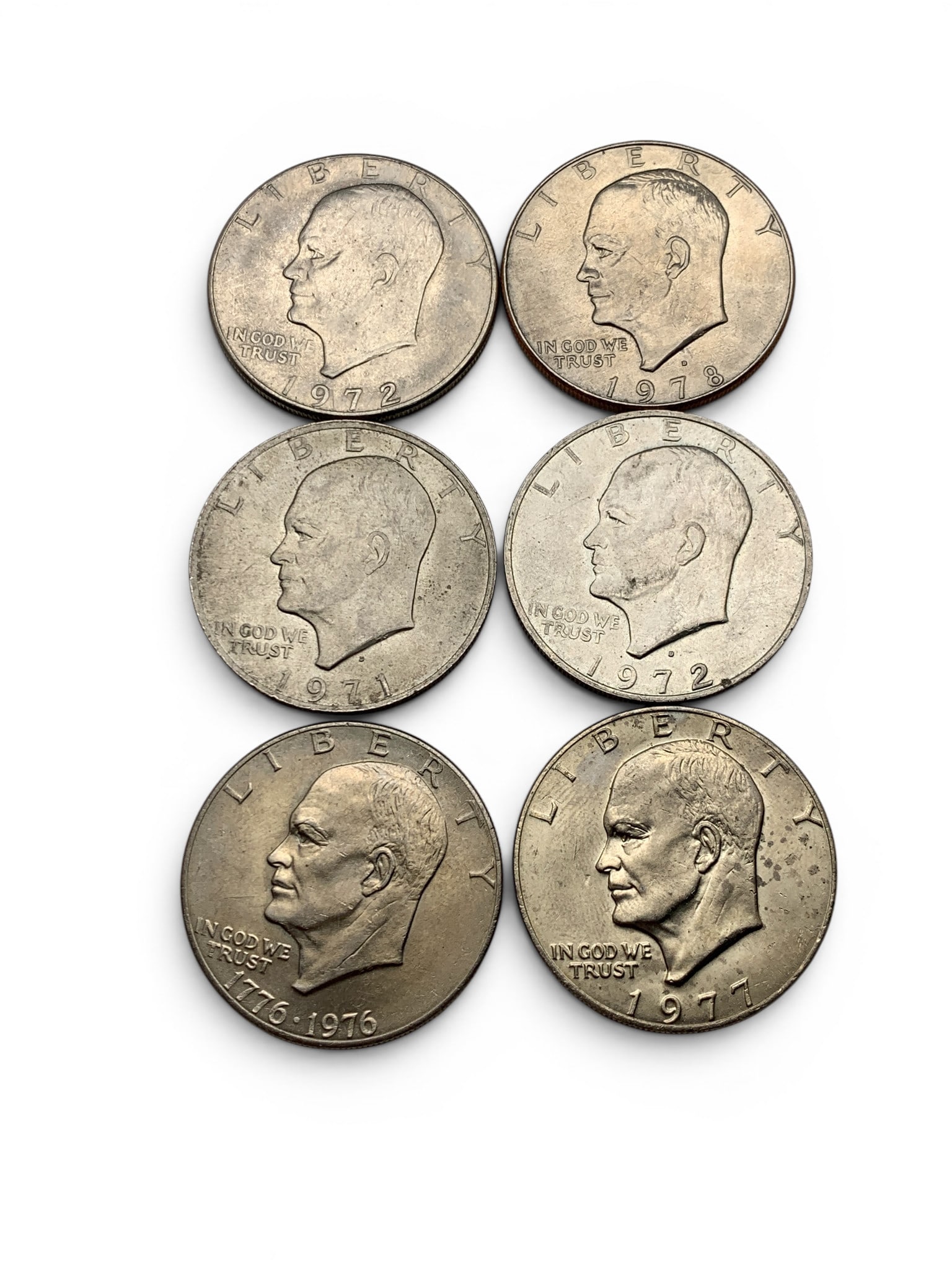 6 Different Large Eisenhower Dollars (1 of 2)