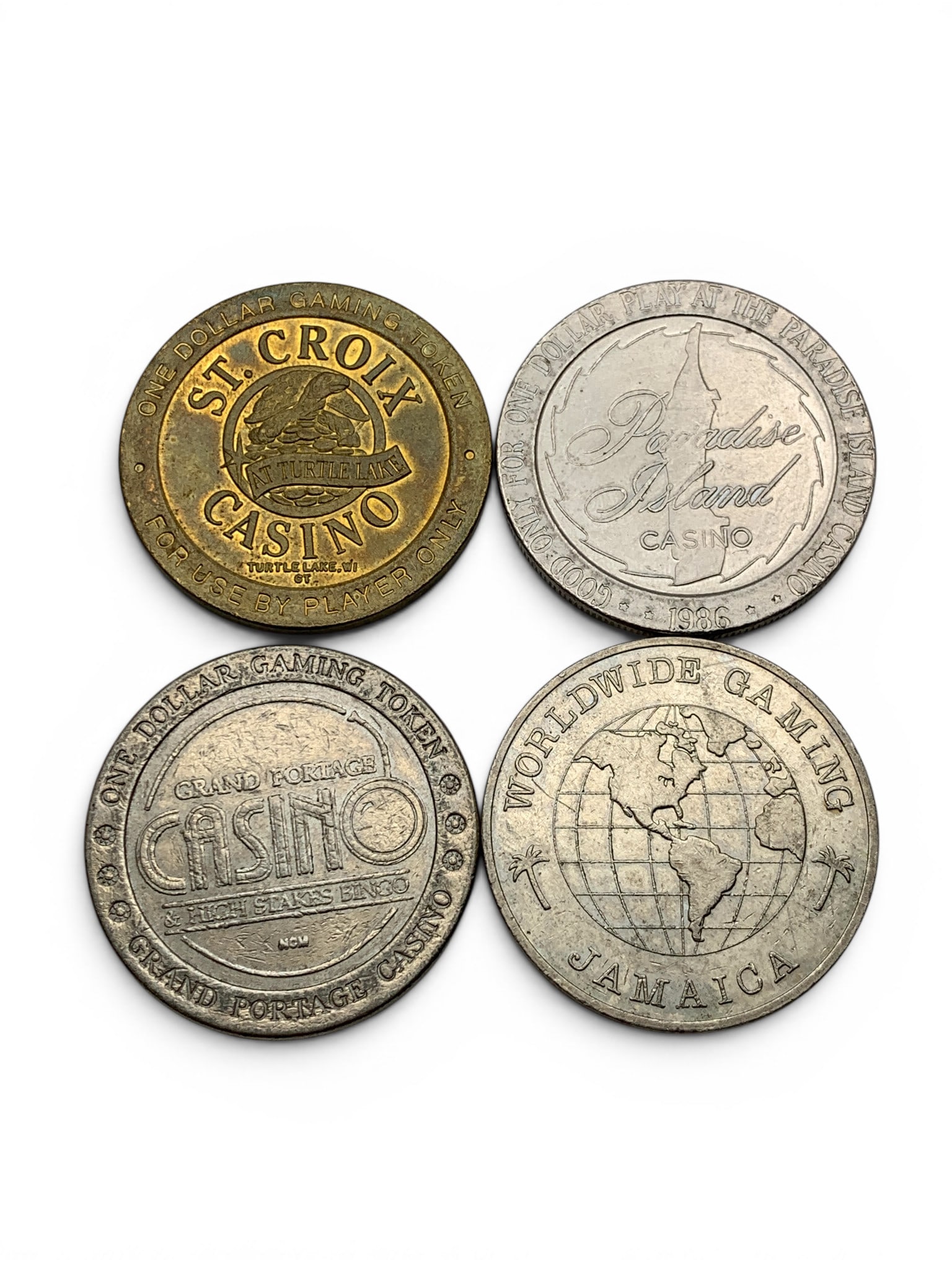4 Different Vintage Casino Tokens: 4 Different Vintage Casino Tokens See Photos