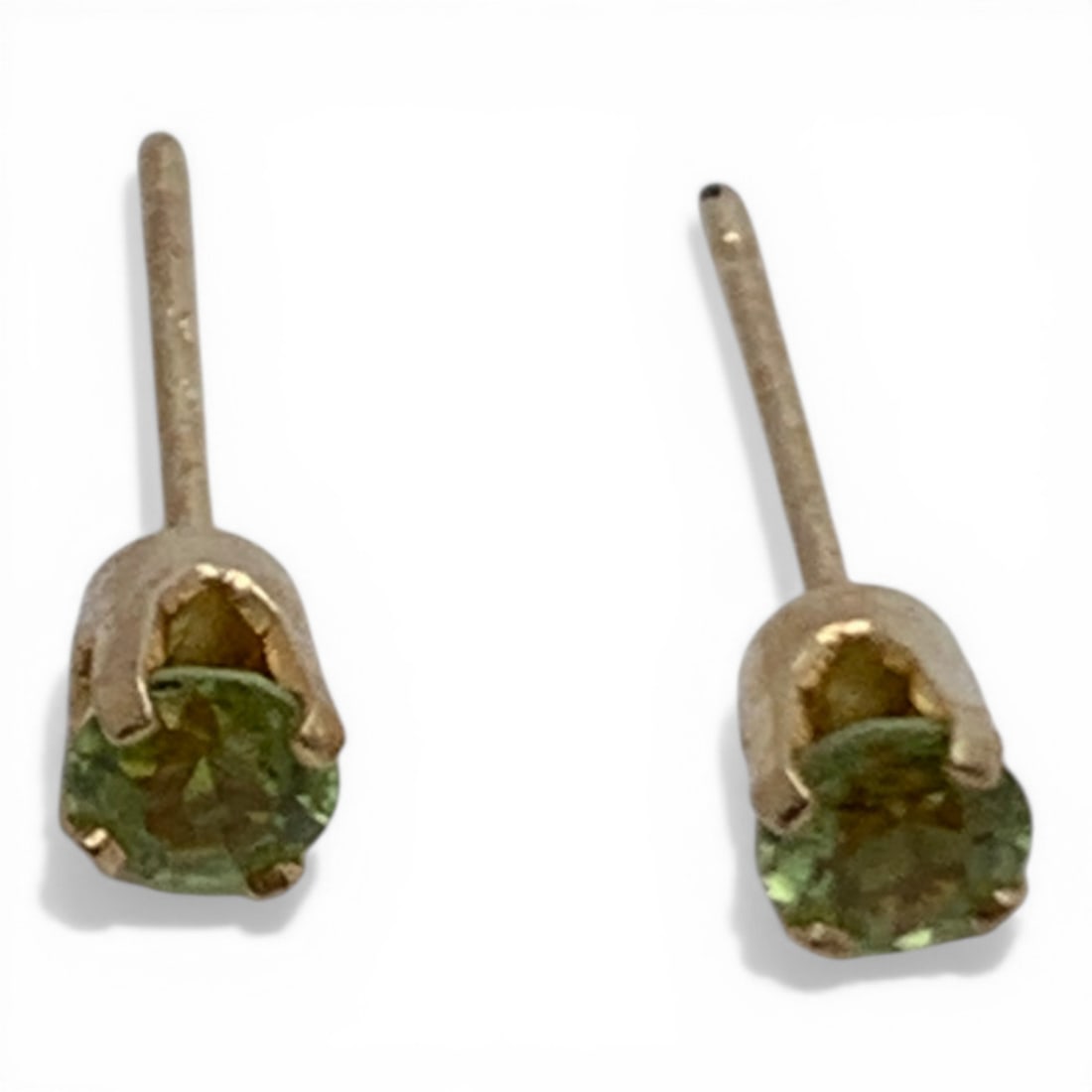 Pair Of 14k Yellow Gold & Green Stone Earrings (1 of 3)