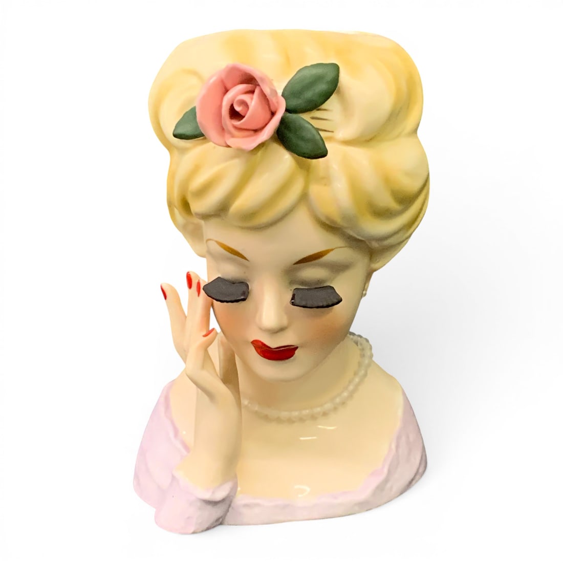 Vintage Ceramic Lady Head Vase (1 of 8)