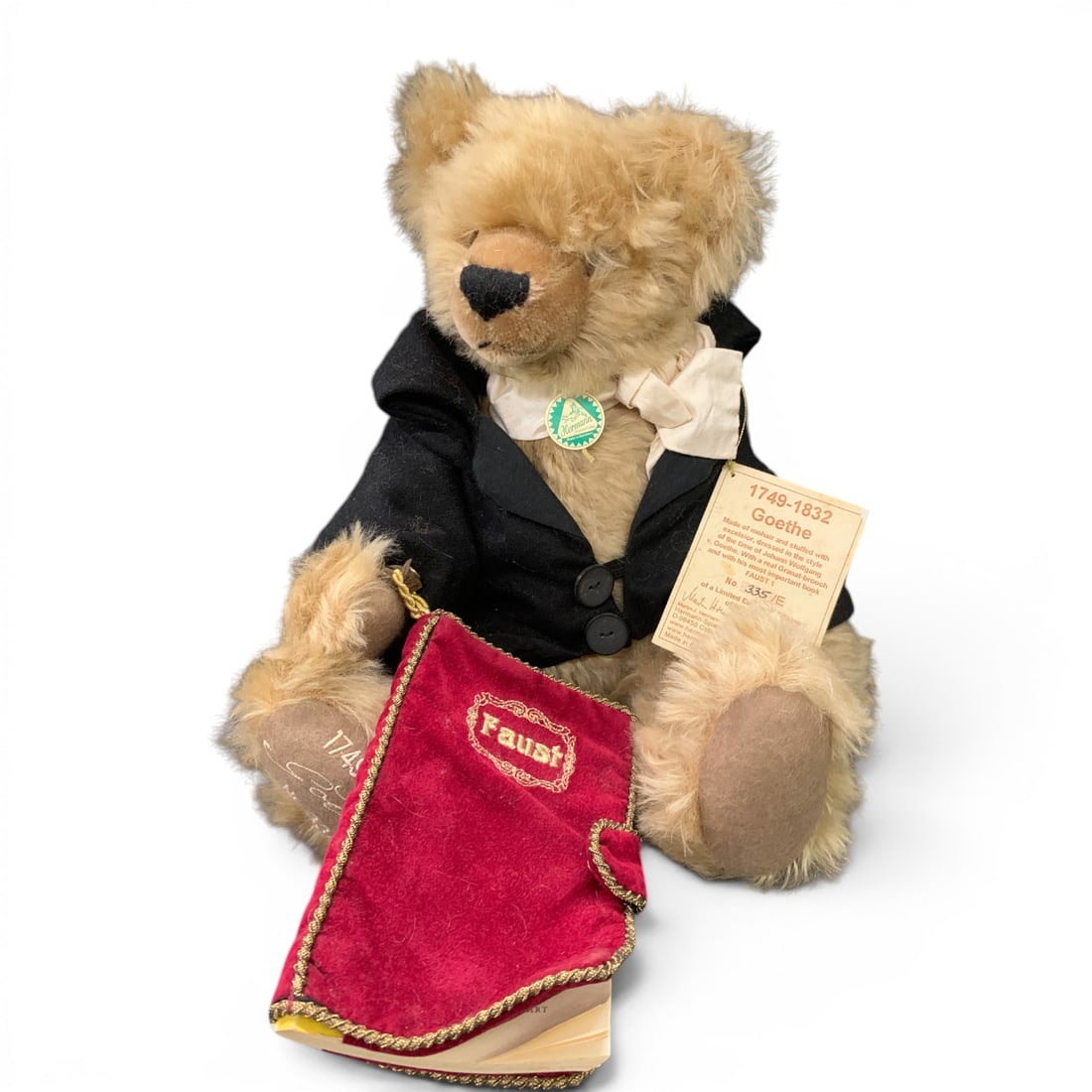 Hermann Coburg Commemorative Teddy Bear: Limited Edition "johann Wolfgang Von Goethe" Commeorative Teddy Bear Manufactured By Hermann- Coburg In GermanyMarked On Bear: Goethe, 1749-1832, Nr 33517 1/2" Long