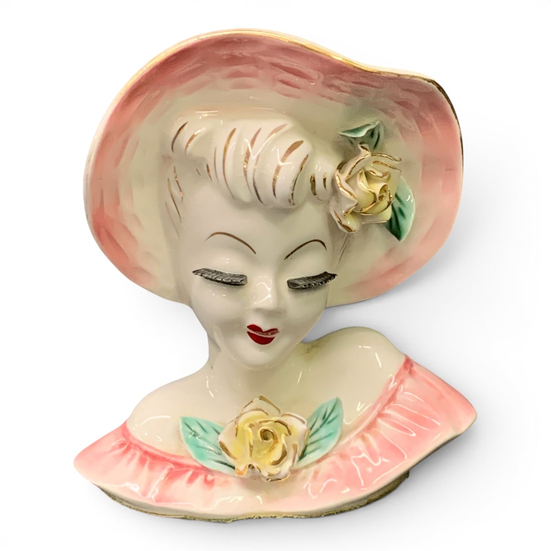 Vintage Ceramic Lady Head Vase (1 of 8)