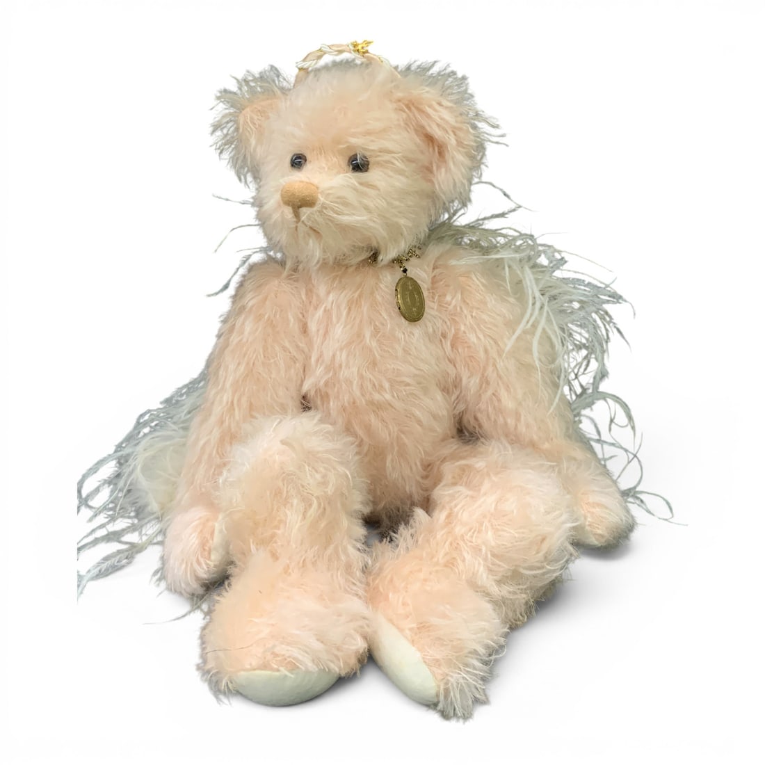 Vintage Pink Articulated Teddy Bear: Vintage Pink Articulated Teddy Bear Featuring Angel Wings19" Long