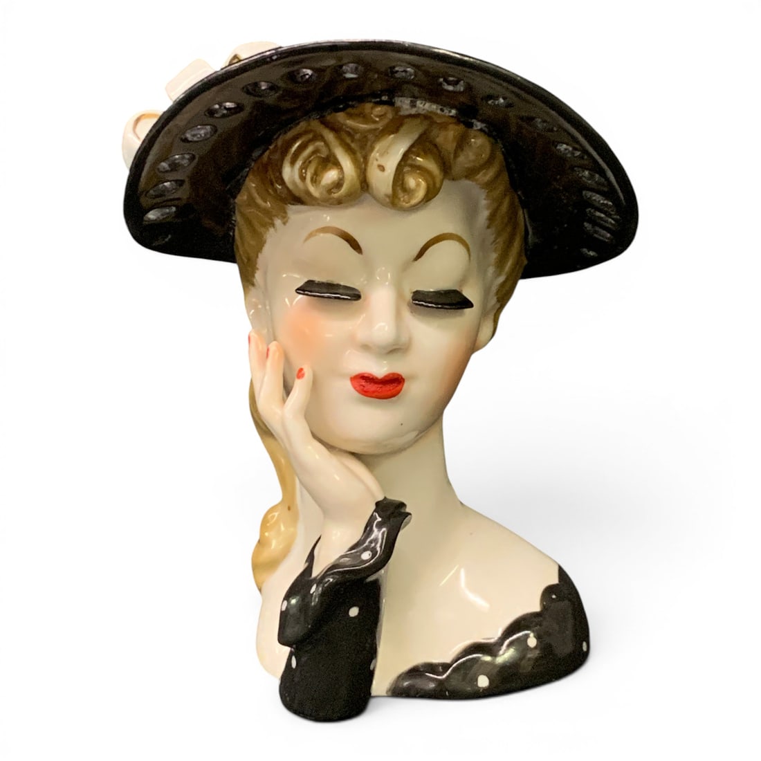 Vintage Ceramic Lady Head Vase (1 of 8)