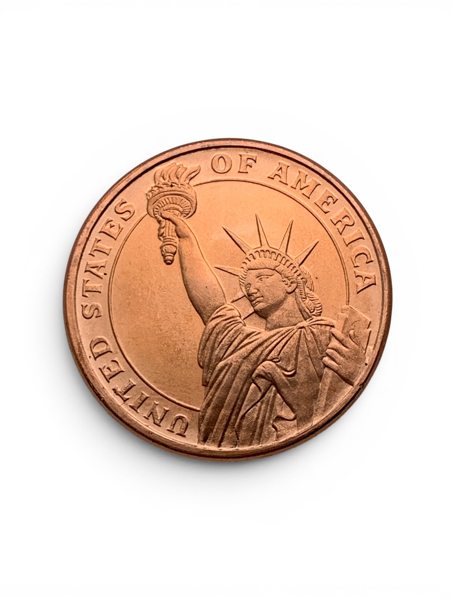 Statue Of Liberty 1oz Copper Round: 1oz Copper Round Depicting The Statue Of Liberty Marked: United States Of America, 1 Ounce .999, Fine Copper