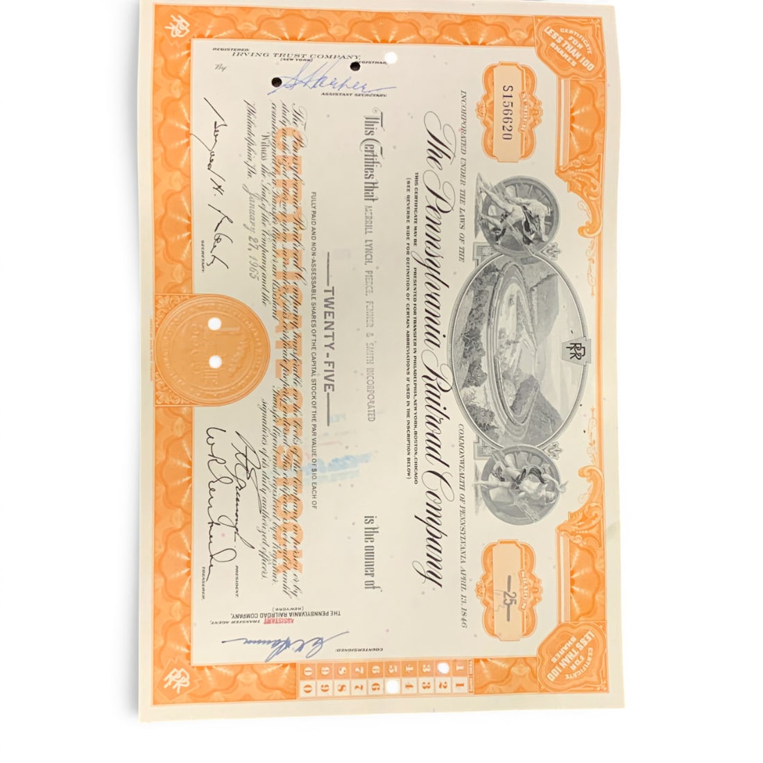 Vintage 1965 Railroad Stock Certificate (1 of 3)
