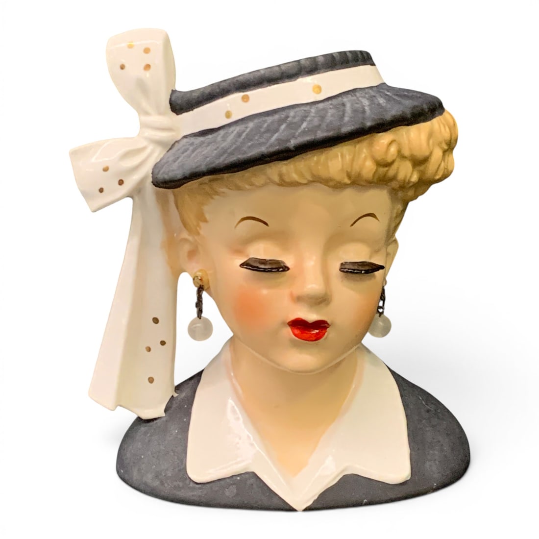 Vintage Napco Ceramic Lady Head Vase (1 of 7)