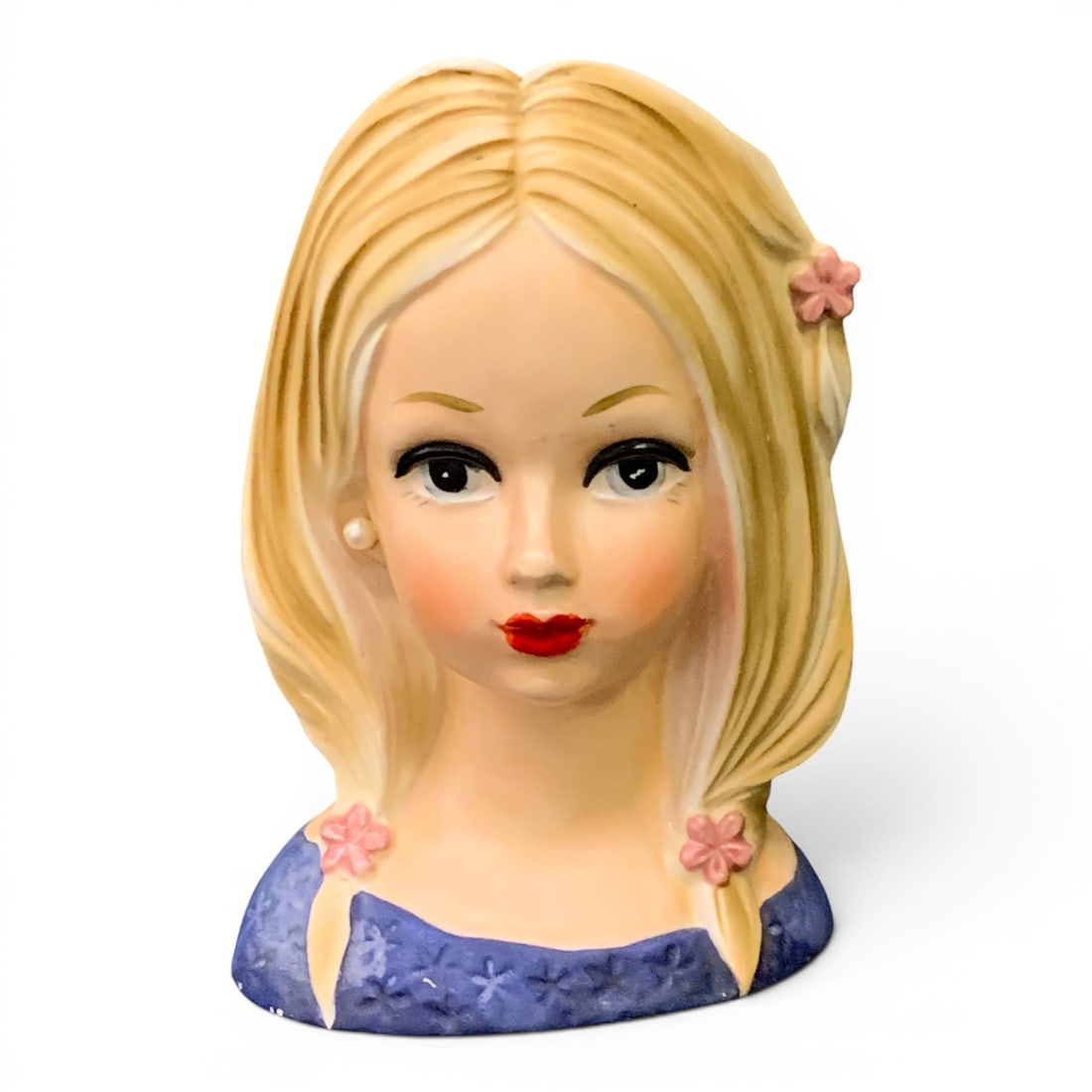 Vintage Ceramic Lady Head Vase: Vintage Ceramic Lady Head VaseMarked On Bottom: Japan, 41365 5/8" Tall