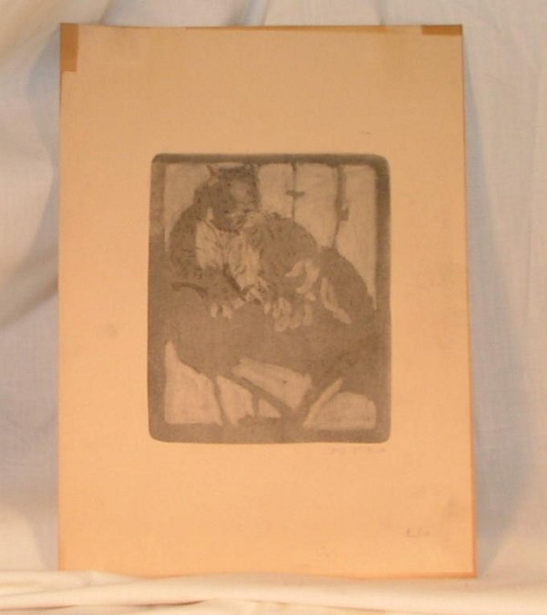 sketching signed Jane Peterson: 8" x 6.5" sketching of Tiger signed Jane Peterson