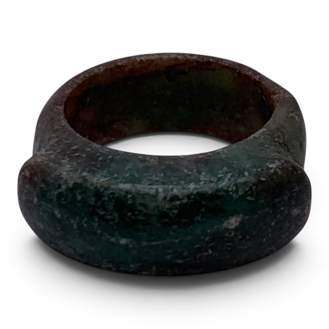 Carved Chinese Dark Colored Jade Ring - 2