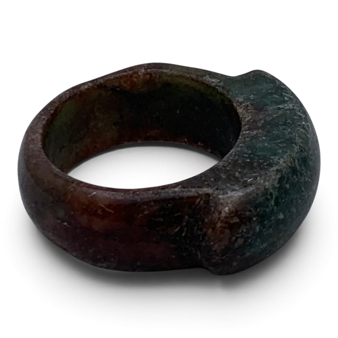 Carved Chinese Dark Colored Jade Ring - 5