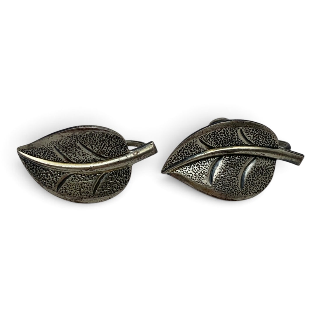 Beau Sterling Silver Screw Back Leaf Earrings - 2