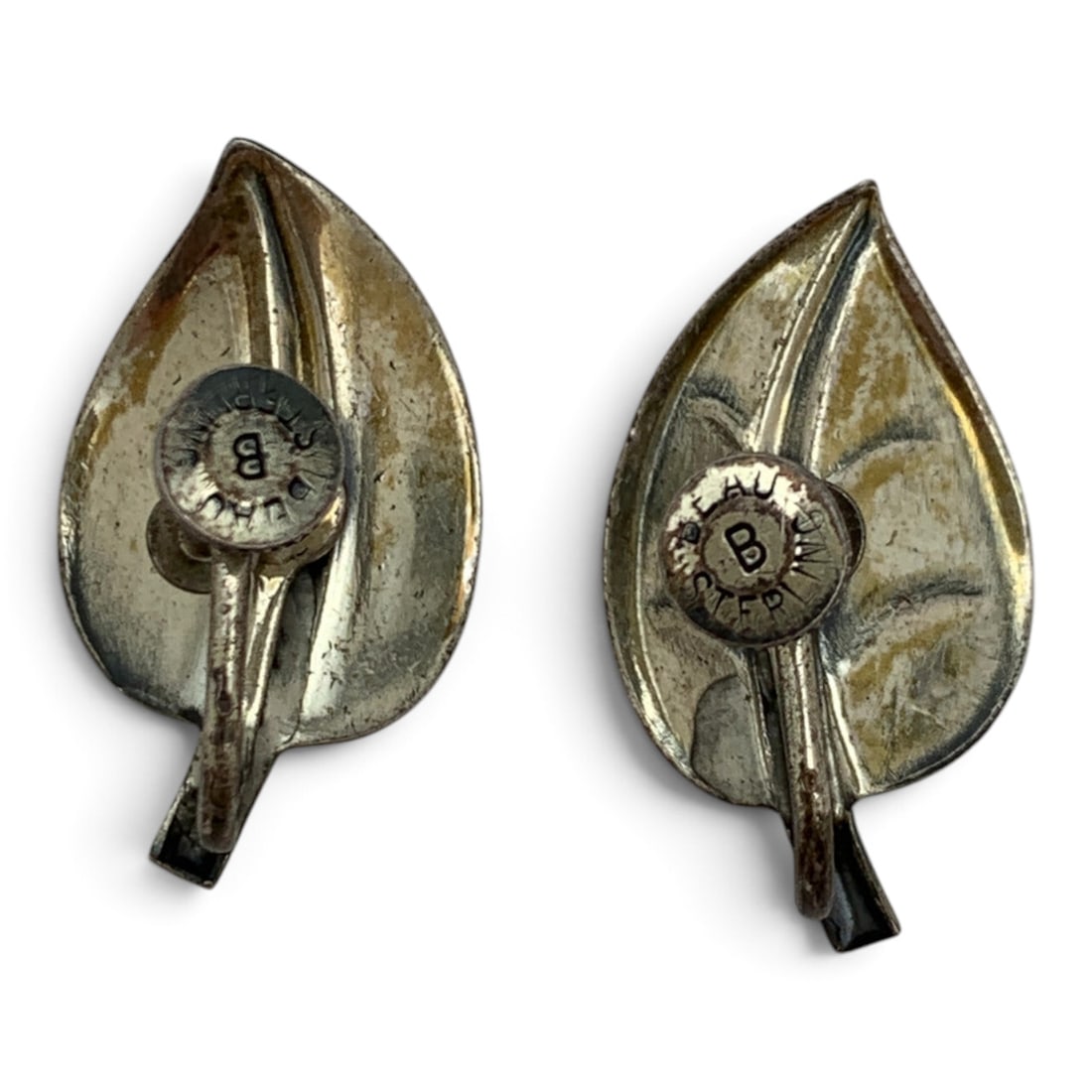 Beau Sterling Silver Screw Back Leaf Earrings - 5