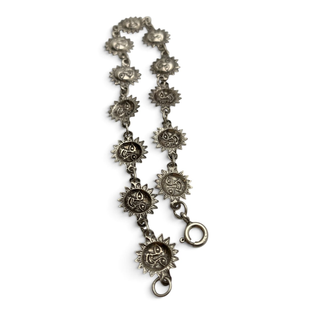 Sterling Silver Sun Face Bracelet - 5