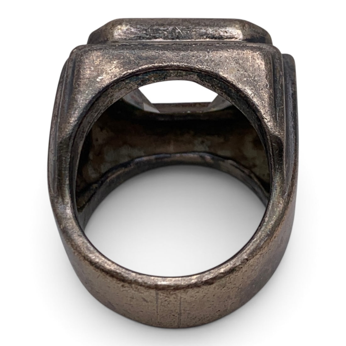 Vintage Silver & Solitaire Clear Stone Ring - 4