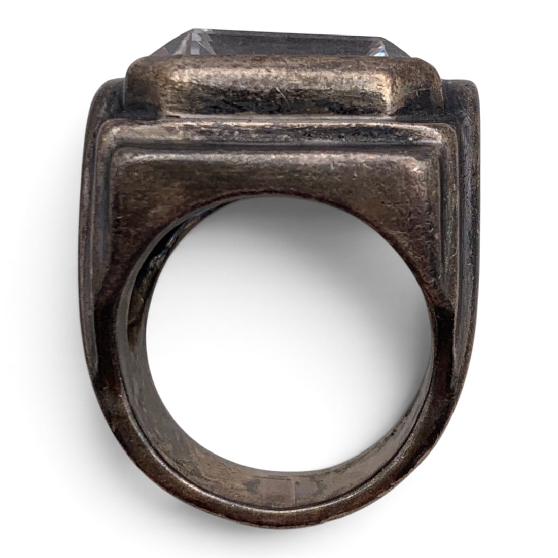 Vintage Silver & Solitaire Clear Stone Ring - 6