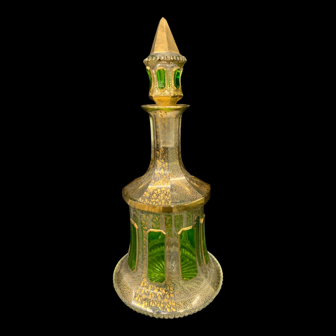 Style Of Moser Green Cut Glass Decanter (1 of 10)