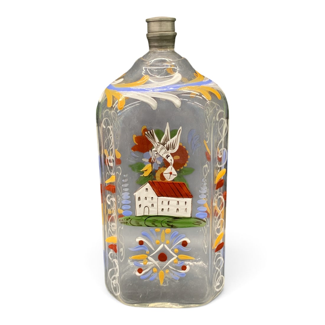 18th Century Stiegel Enameled Glass Flask (1 of 8)