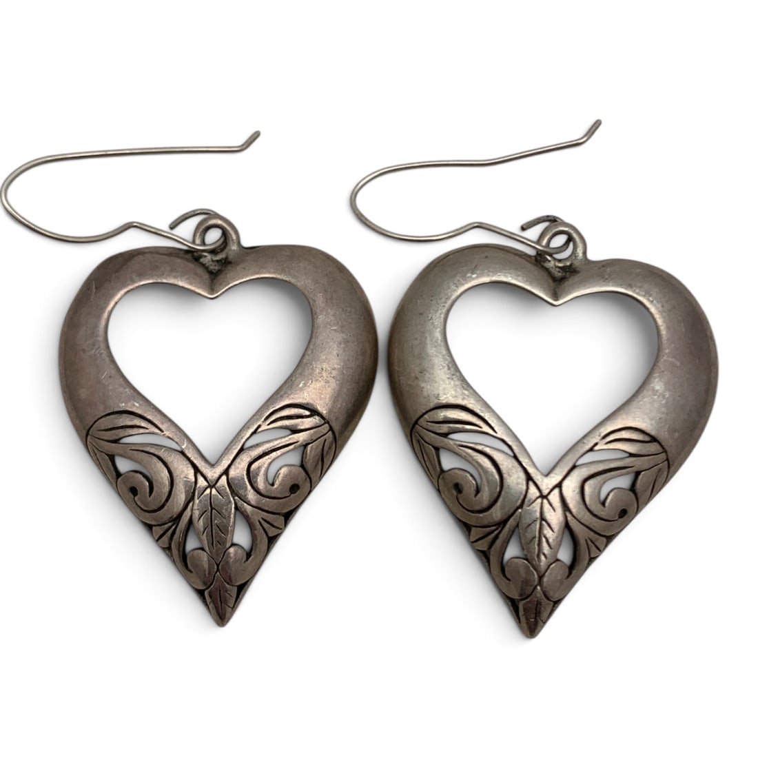 Pair Of Vintage Sterling Silver Heart Earrings (1 of 3)