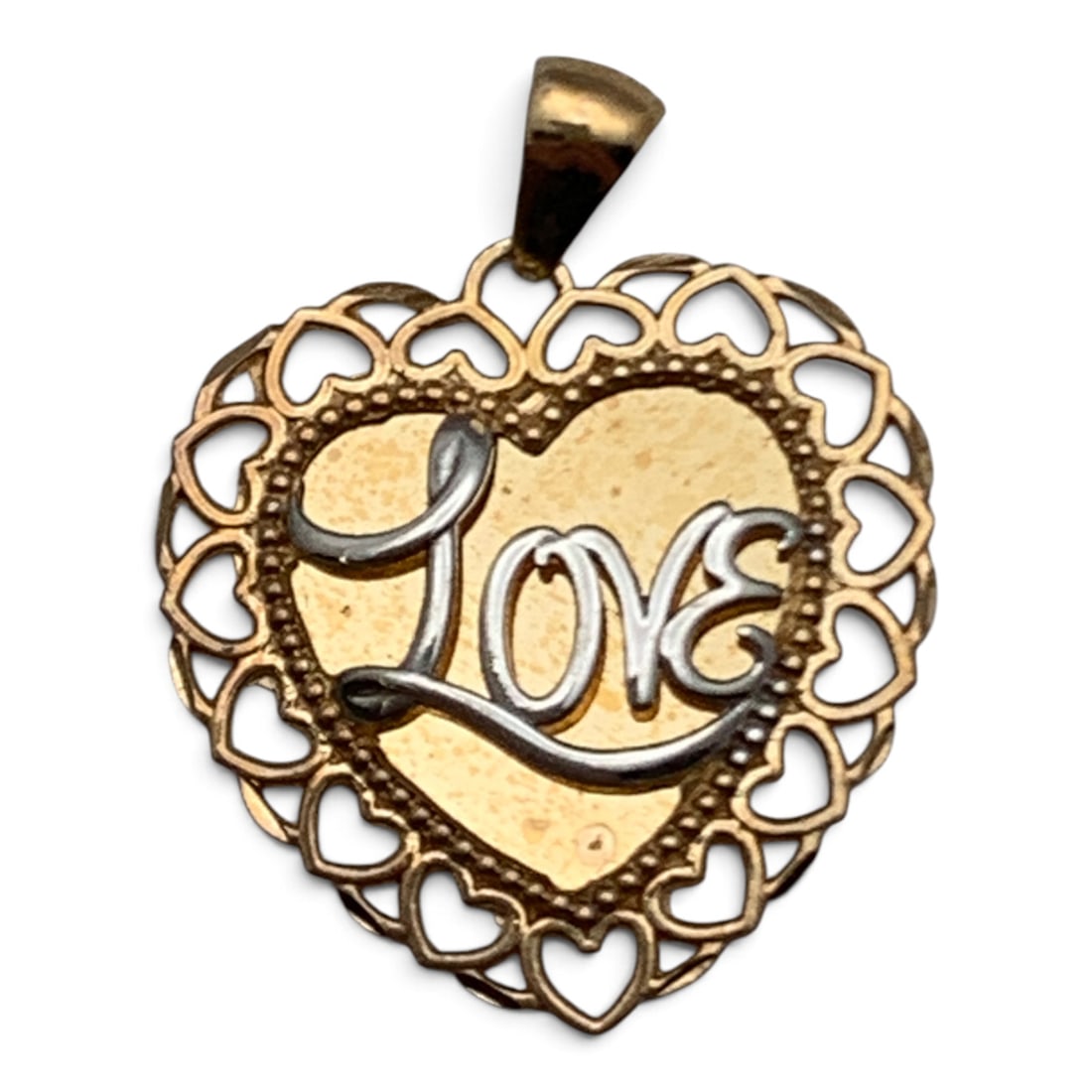 14k Yellow Gold Heart "love" Pendant (1 of 4)