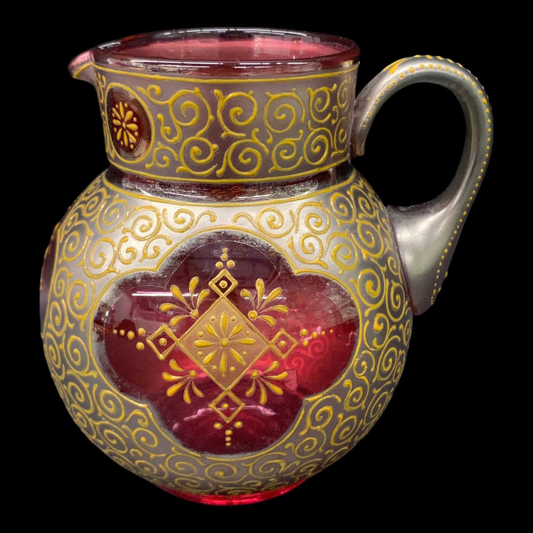 Bohemian Moser Cranberry Glass Pitcher (1 of 8)