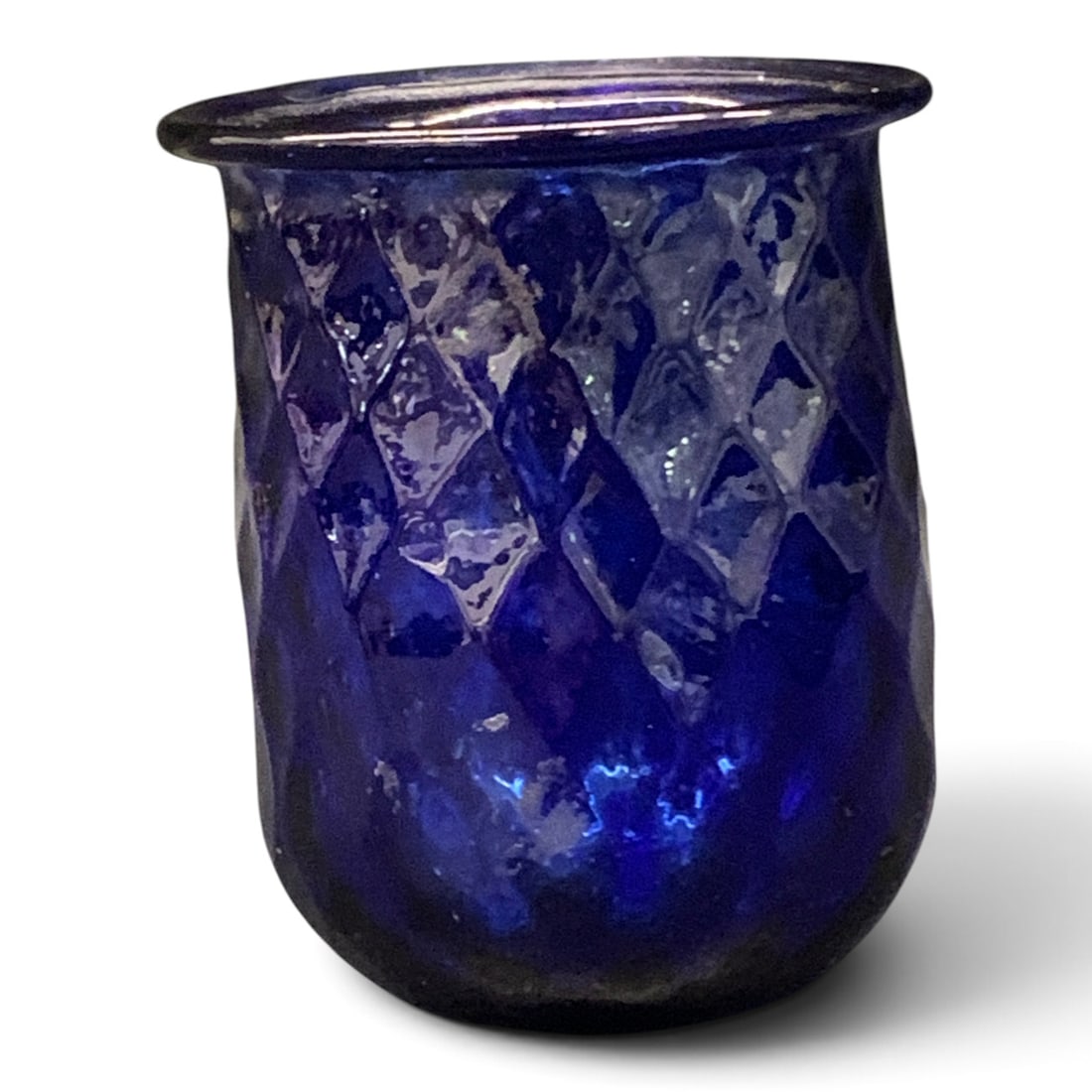 Antique Beaker Shaped Sapphire Blue Glass Vessel: Antique Beaker Shaped Vessel Made Of Sapphire Blue Glass 3 1/4" Tall