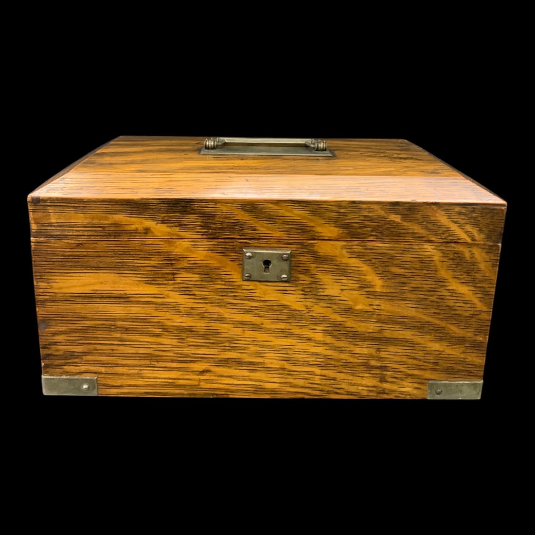 Antique Tabletop Cigar Humidor Chest: Antique Tabletop Cigar Humidor Chest Featuring A Wood Exterior And A Metal Interior Holders12" Long - 7 1/4" Deep - 6 1/4" Tall
