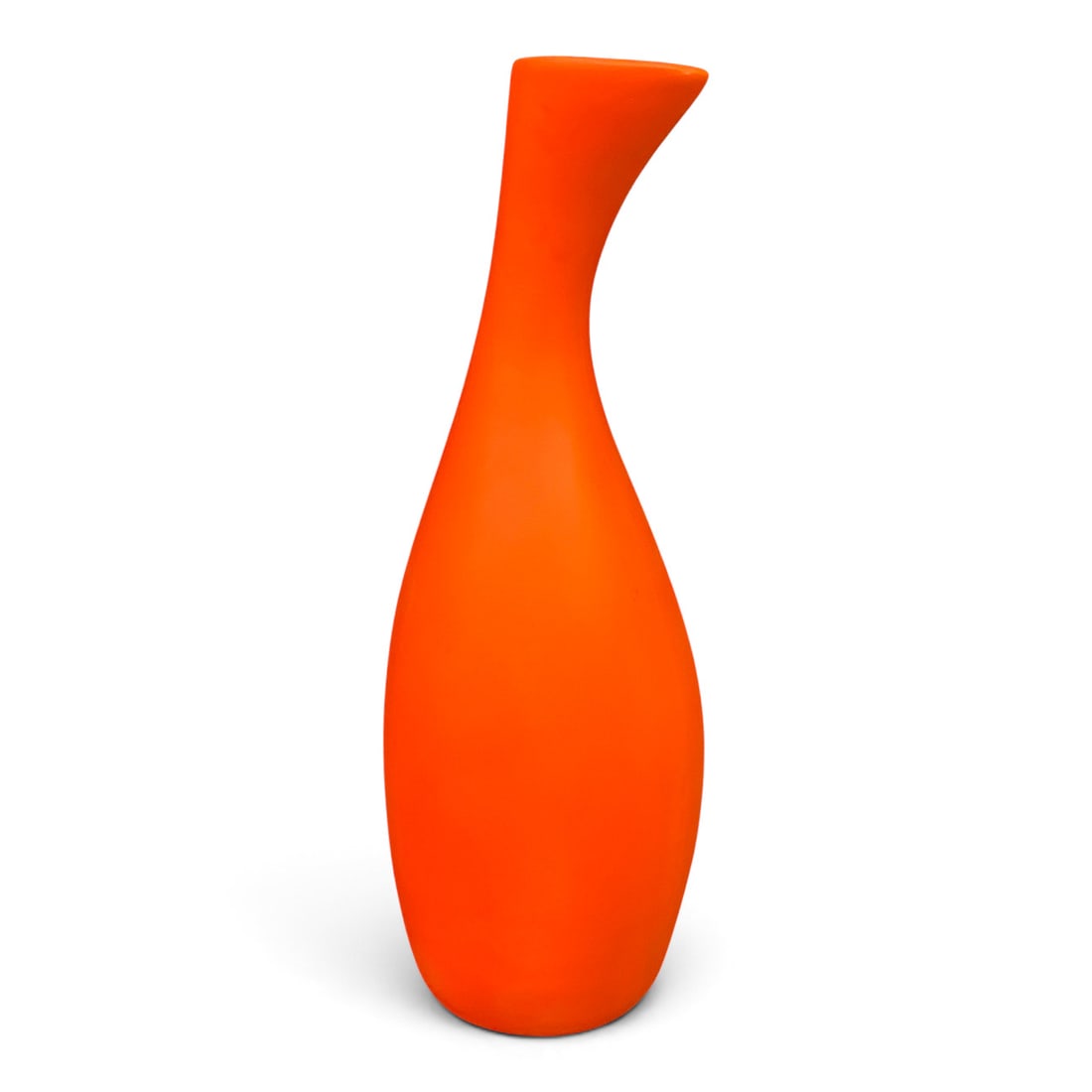 Chinese Orange Ceramic Vase: Chinese Ceramic Vase Featuring A Matte Orange Color 13 5/8" Tall