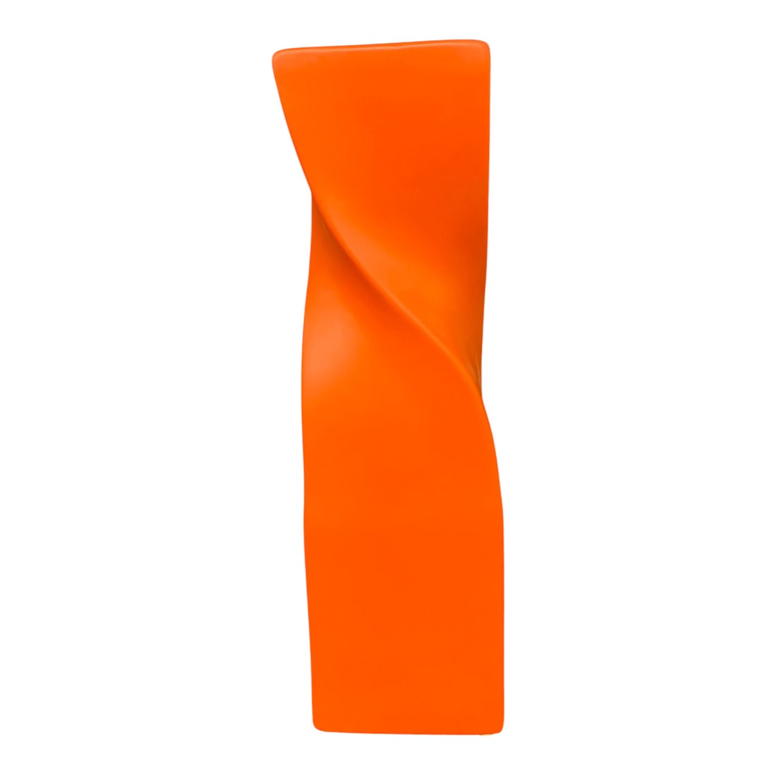 Chinese Orange Ceramic Vase: Chinese Ceramic Vase Featuring A Matte Orange Color And A Twisted Body Design 13 1/4" Tall