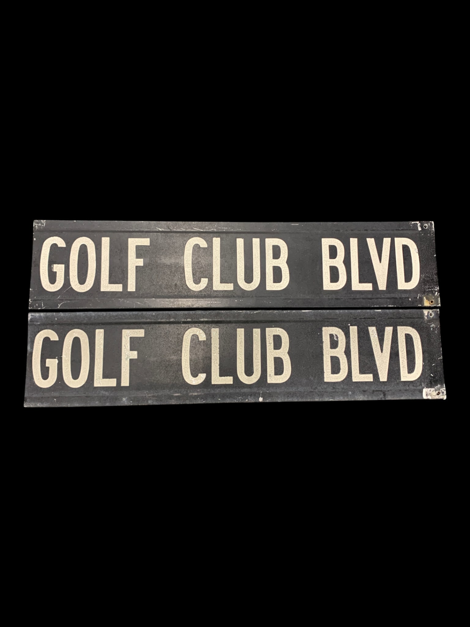 2 Vintage Metal Street Signs: 2 Vintage Metal Street Signs, Golf Club Blvd 6 5/8" X 30"
