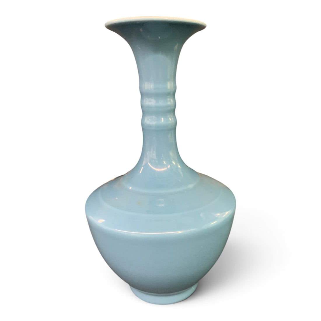 Signed Chinese Blue Ceramic Vase - 4