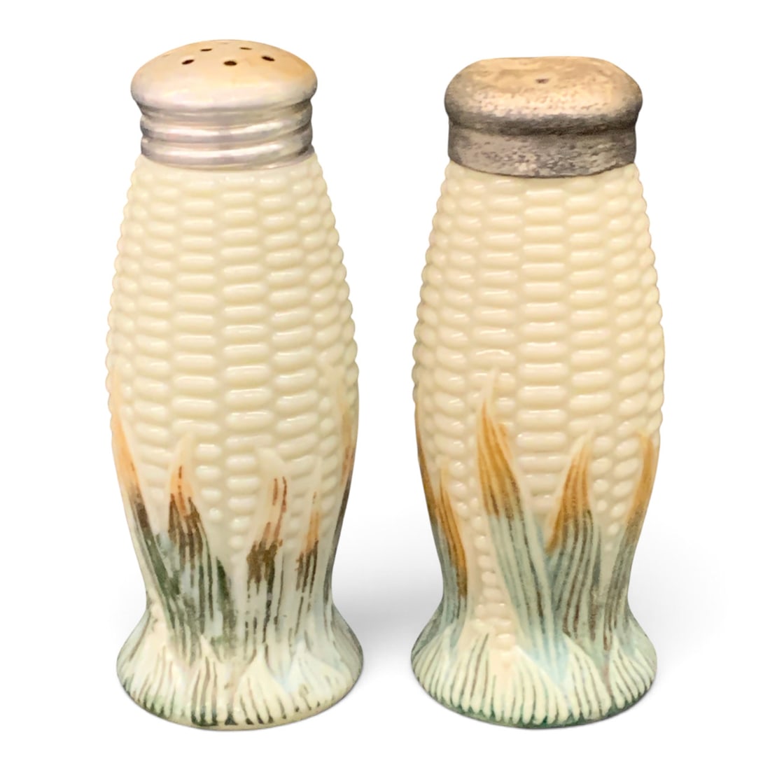 Pair Of Vintage Dithridge & Company Eapg Shakers: Pair Of Vintage Dithridge & Company Early American Pressed Glass Shakers In The "corn" Pattern4" Tall