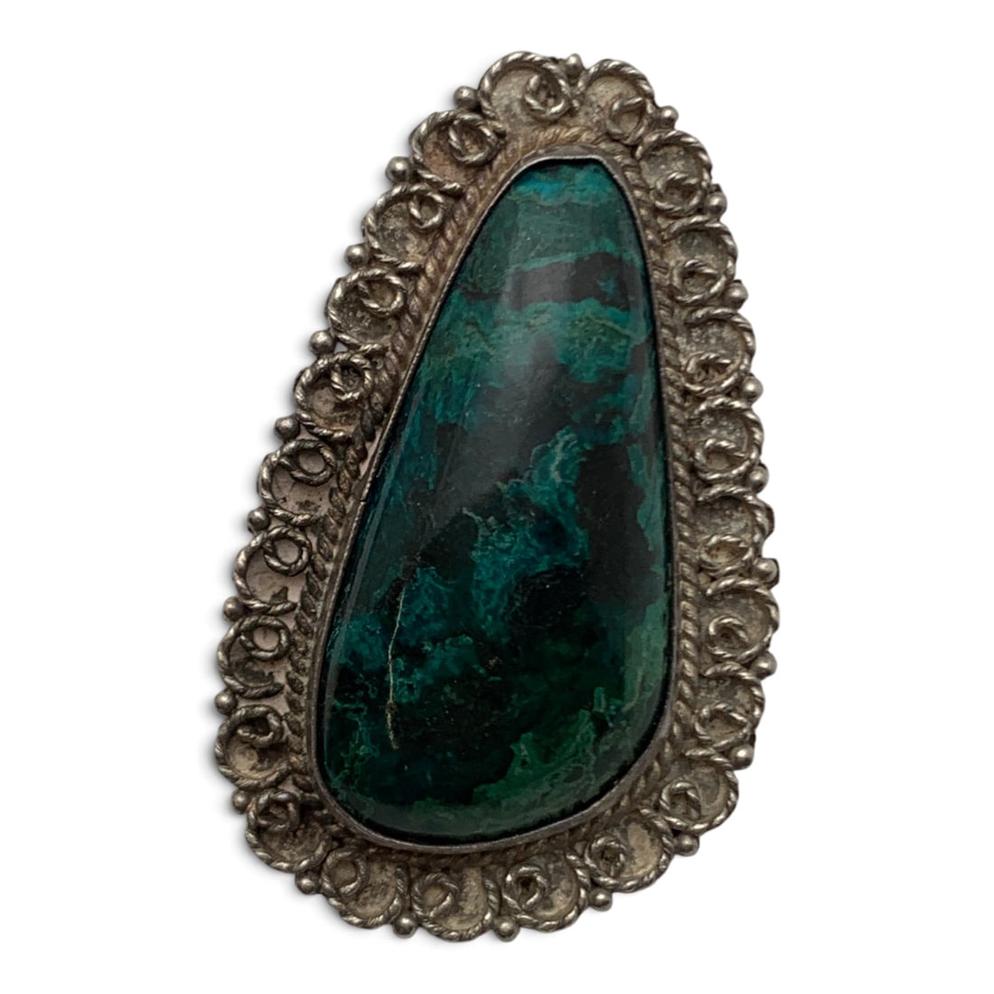 Vintage Sterling Silver & Green Stone Pin: Vintage Sterling Silver Pin Featuring A Green Stone Marked: 925 - 1 5/8" Long - 11.3 Grams