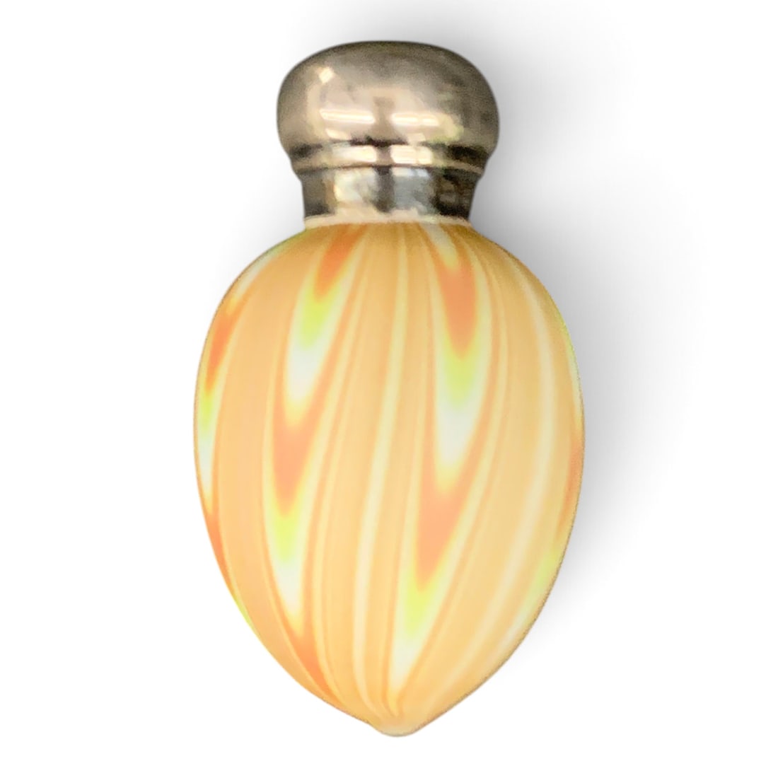 Victorian Art Glass & Sterling Scent Bottle: Antique Victorian Art Glass And Sterling Silver Scent BottleBears Hallmarks On Rim Of Cap - 2 3/4" Long