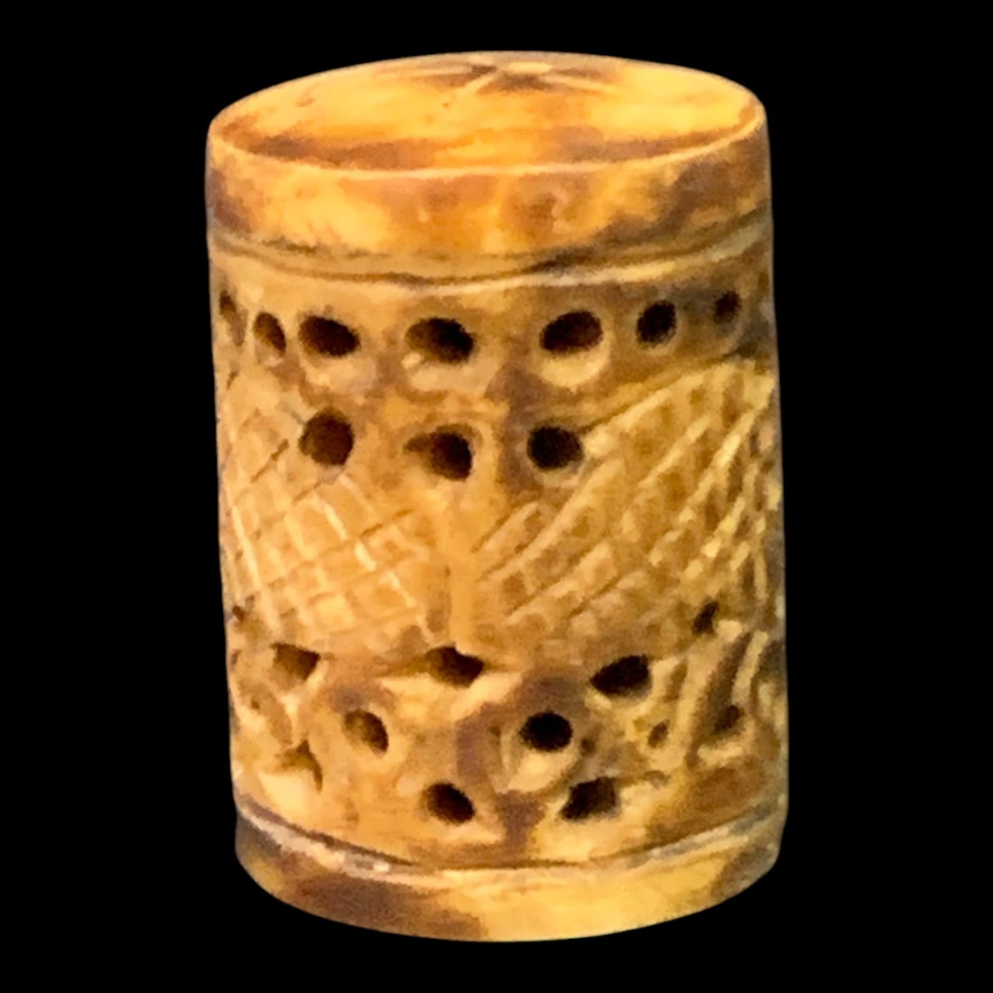 Hand-carved Bone Toggle: Hand-carved Bone Toggle Featuring Intricate Carved Detailing1 3/8" Long