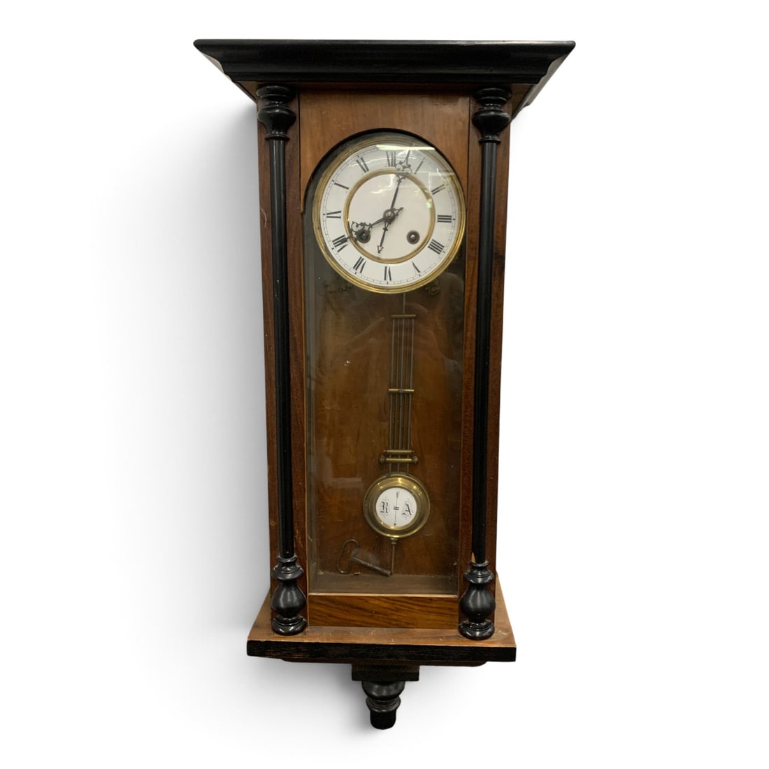 Vintage Classic Wooden Regulator Wall Clock: Vintage Classic Wooden Regulator Wall Clock 29" LongIncludes Key